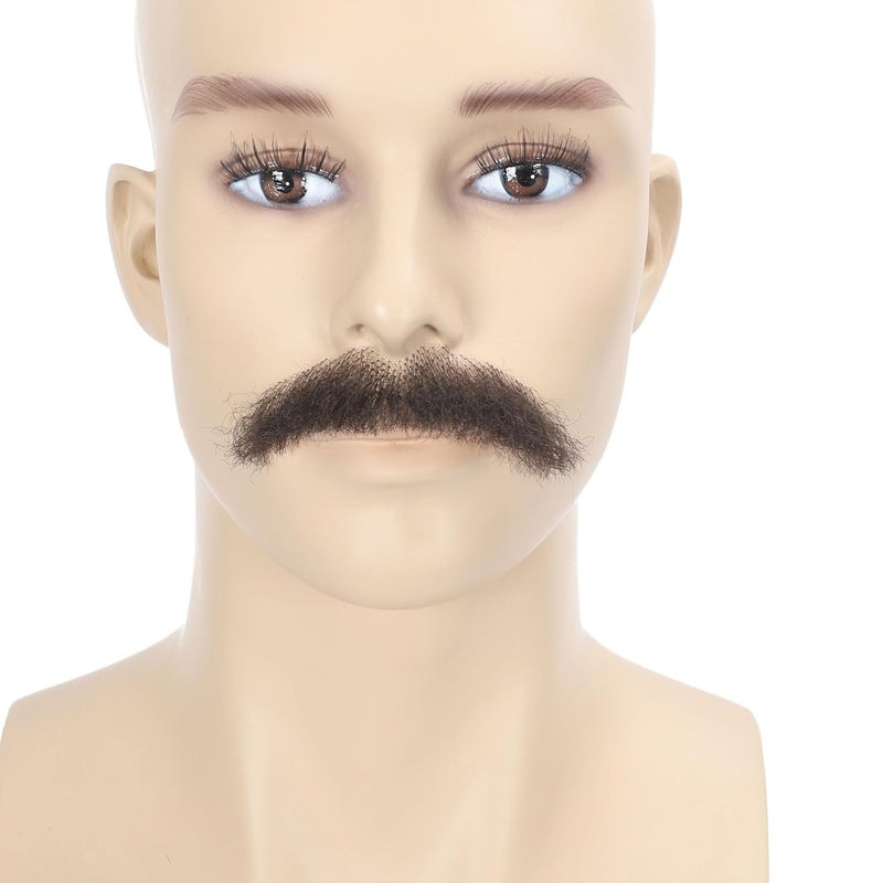 Adytom Fake Beard Synthetic Fiber Hair Lace Hands Tied Realistic Mustache For Adult Costume Theatrical Grade 1 Piece False Beards (Brown) - Image 2